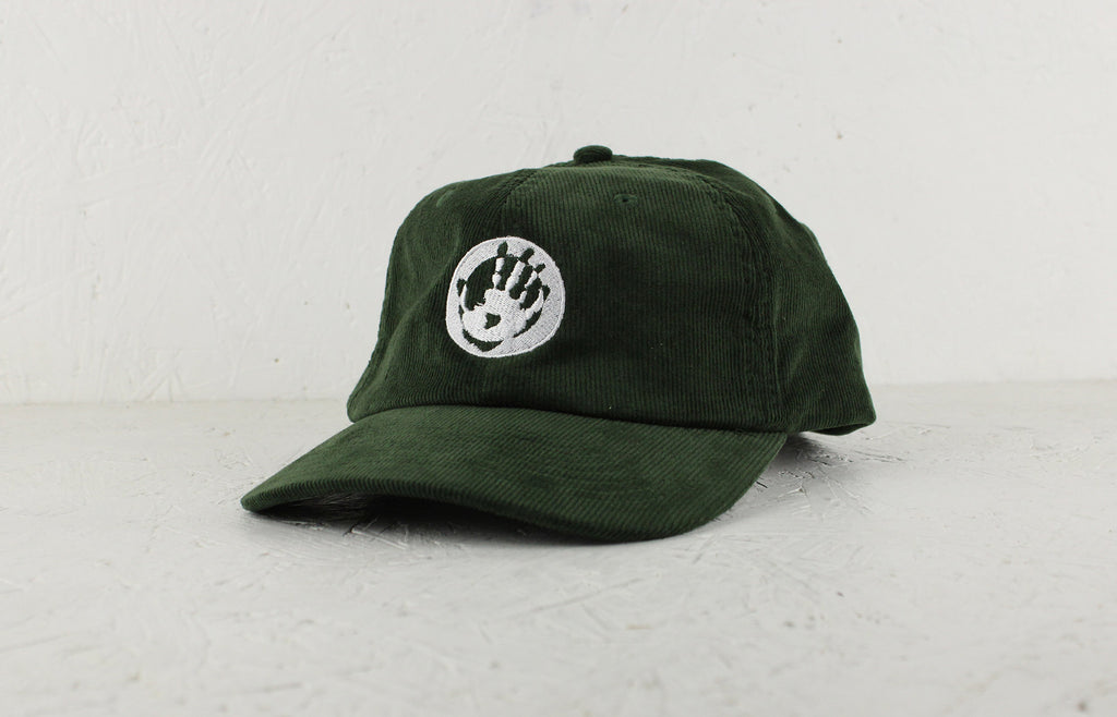 Mr Bongo Corduroy Cap – Hand Logo (Olive Green & White)